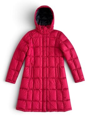 The North Face 550 Goose Down Hooded Long Puffer Winter Parka Red Size Large